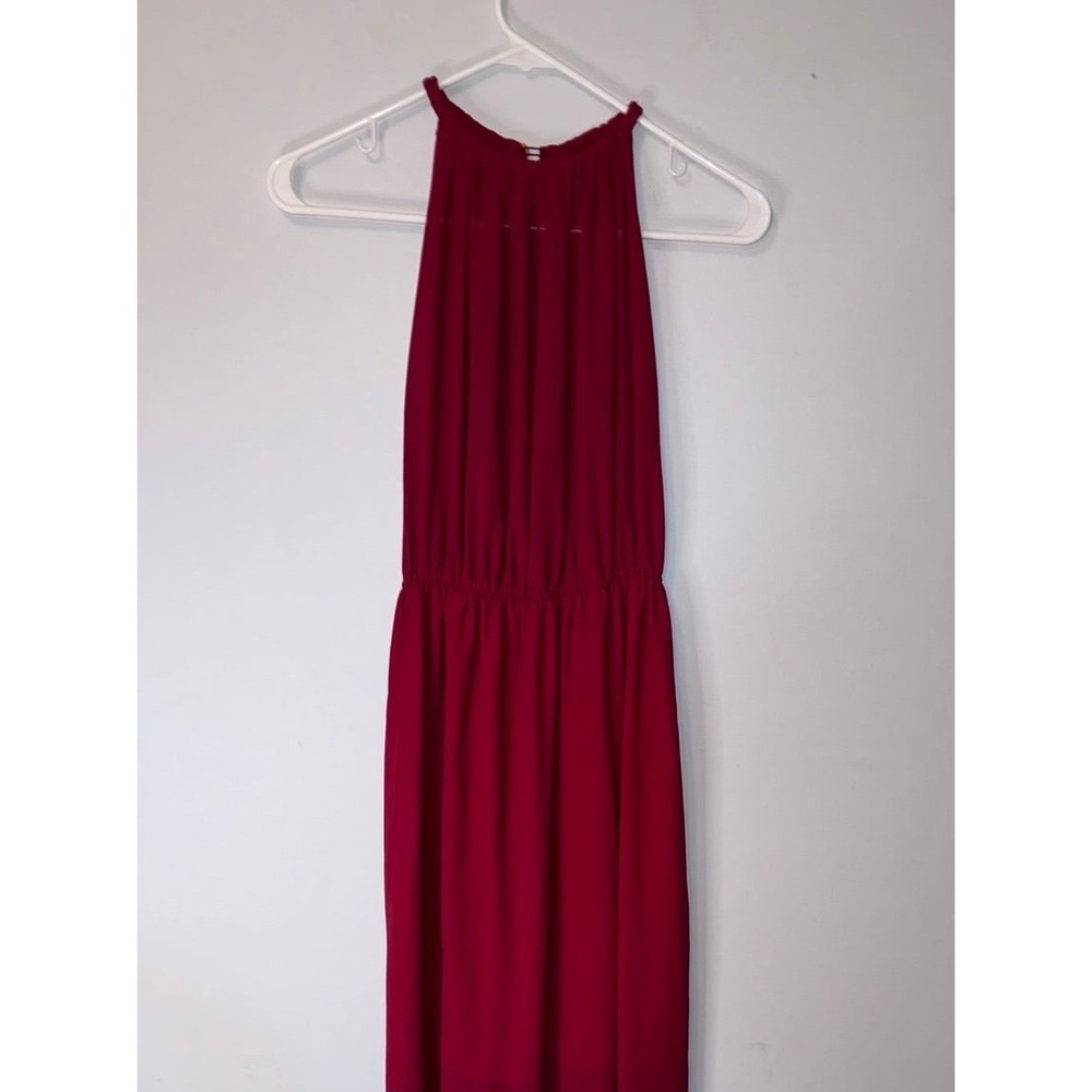 Maroon Halter/High‎ Neck Dress